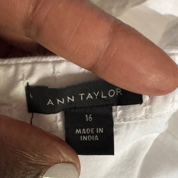 Ann Taylor White Cotton Blend Sleeveless Belted Tiered Midi Dress Size 16 Easter - Picture 8 of 9